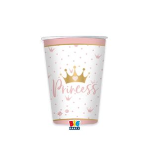 ART. P103 SET 8 BICCHIERI PRINCESS CROWN 200CC PER PARTY, FESTA, COMPLEANNO
