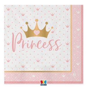 ART. P104 SET 20 TOVAGLIOLI PRINCESS CROWN MISURE 33 X 33 PER PARTY, FESTA, COMPLEANNO