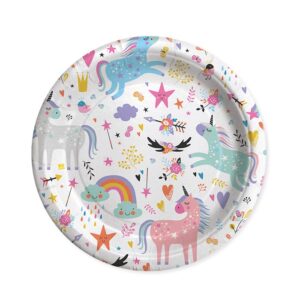 ART. P105 SET 8 PIATTI  UNICORN DIAMETRO 24 CM PER PARTY, FESTA, COMPLEANNO