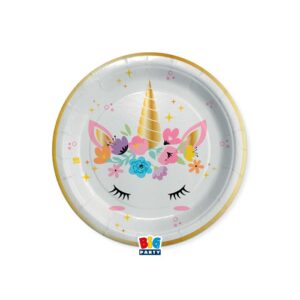 ART. P106 SET 8 PIATTI UNICORN  DIAMETRO 18 CM PER PARTY, FESTA, COMPLEANNO