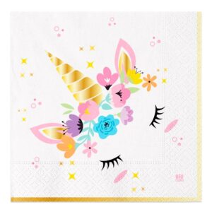 ART. P108 SET 20 TOVAGLIOLI UNICORN MISURA 33 X 33CM PER PARTY, FESTA, COMPLEANNO