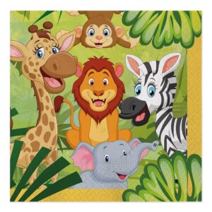 ART. P112 SET 20 TOVAGLIOLI JUNGLE 33 X 33 CM PER PARTY, FESTA, COMPLEANNO