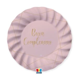 ART. P128 SET 8 PIATTI BUON COMPLEANNO ROSE DIAMETRO 25CM PER PARTY, FESTA, COMPLEANNO