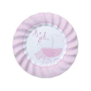 ART. P161 SET 8 PIATTI IT'S A GIRL DIAMETRO 20 CM PER PARTY, FESTA