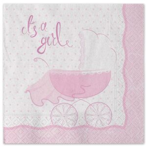 ART. P163 SET 20 TOVAGLIOLI IT'S A GIRL 33 X 33 PER PARTY, PER FESTA