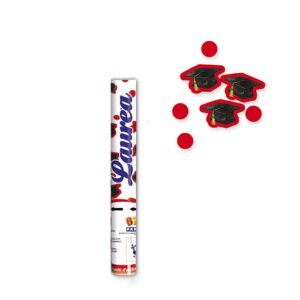 ART. P59 CANNON SPARACORIANDOLI LAUREA NERO E ROSSO 30 CM PER PARTY, LAUREA