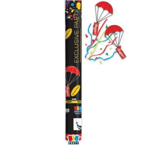 ART. P60 CANNON SPARACORIANDOLI CON PARACADUTE 60 CM PER PARTY, FESTA, COMPLEANNO