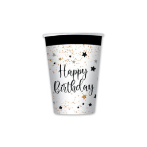 ART. P182 SET 8 BICCHIERI HAPPY BIRTHDAY 200 CC PER PARTY, FESTA, COMPLEANNO