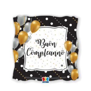 ART. P176 SET 8 PIATTI BUON COMPLEANNO PRESTIGE 24 X 24 CM PER PARTY, FESTA, COMPLEANNO