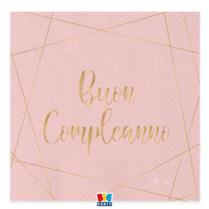 ART. P171 SET 20 TOVAGLIOLI BUON COMPLEANNO ROSE 33 X 33 PER PARTY, FESTA, COMPLEANNO