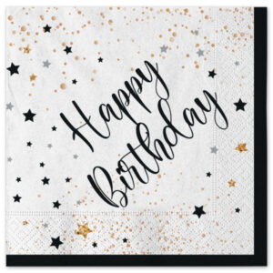 Art. P183 SET 20 TOVAGLIOLI HAPPY BIRTHDAY 33 X 33 PER PARTY, FESTA, COMPLEANNO