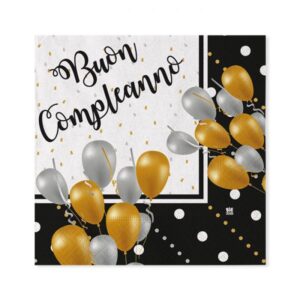 ART. P179 SET 20 TOVAGLIOLI BUON COMPLEANNO PRESTIGE 33 X 33 PER PARTY, FESTA, COMPLEANNO