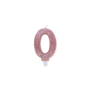 ART. P203 CANDELINA NUMERI SWEETY ROSE GOLD GLITTER N. 0 PER PARTY, FESTA, COMPLEANNO