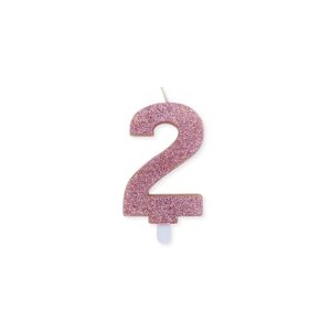 ART. P205 CANDELINA NUMERI SWEETY ROSE GOLD GLITTER N. 2 PER PARTY, FESTA, COMPLEANNO
