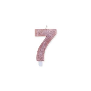 ART. P210 CANDELINA NUMERI SWEETY ROSE GOLD GLITTER N. 7 PER PARTY, FESTA, COMPLEANNO