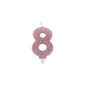 ART. P211 CANDELINA NUMERI SWEETY ROSE GOLD GLITTER N. 8 PER PARTY, FESTA, COMPLEANNO