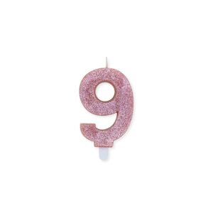 ART. P212 CANDELINA NUMERI SWEETY ROSE GOLD GLITTER N. 9 PER PARTY, FESTA, COMPLEANNO