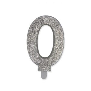 ART. P223 CANDELINA NUMERI SWEETY ARGENTO GLITTER N. 0 PER PARTY, FESTA, COMPLEANNO