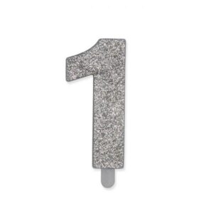 ART. P224 CANDELINA NUMERI SWEETY ARGENTO GLITTER N. 1 PER PARTY, FESTA, COMPLEANNO