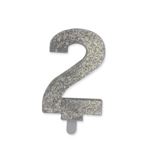 ART. P225 CANDELINA NUMERI SWEETY ARGENTO GLITTER N. 2 PER PARTY, FESTA, COMPLEANNO