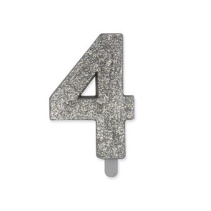 ART. P227 CANDELINA NUMERI SWEETY ARGENTO GLITTER N. 4 PER PARTY, FESTA, COMPLEANNO