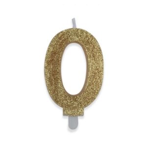 ART. P233 CANDELINA NUMERI SWEETY ORO GLITTER N. 0 PER PARTY, FESTA, COMPLEANNO