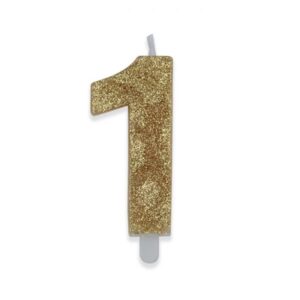 ART. P234 CANDELINA NUMERI SWEETY ORO GLITTER N. 1 PER PARTY, FESTA, COMPLEANNO