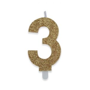 ART. P236 CANDELINA NUMERI SWEETY ORO GLITTER N. 3 PER PARTY, FESTA, COMPLEANNO