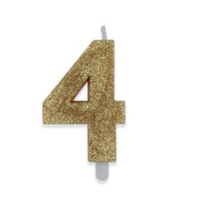 ART. P237 CANDELINA NUMERI SWEETY ORO GLITTER N. 4 PER PARTY, FESTA, COMPLEANNO