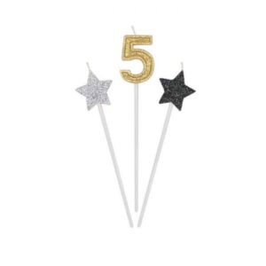 ART. P248 CANDELINE NUMERI PICKS PRESTIGE N. 5 PER PARTY, FESTA, COMPLEANNO