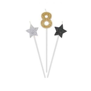 ART. P251 CANDELINE NUMERI PICKS PRESTIGE N. 8 PER PARTY, FESTA, COMPLEANNO