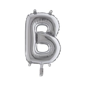 ART. P313 PALLONCINO MYLAR LETTERA B ARGENTO 36 CM 14" PER PARTY, FESTA, COMPLEANNO