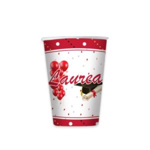 ART. P186 SET 8 BICCHIERI LAUREA PRESTIGE 200 CC PER PARTY, FESTA, LAUREA