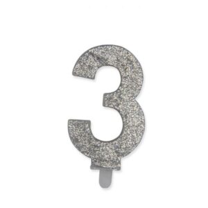 ART. P226 CANDELINA NUMERI SWEETY ARGENTO GLITTER N. 3