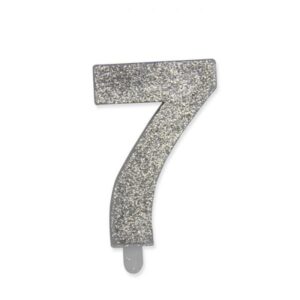 ART. P230 CANDELINA NUMERI SWEETY ARGENTO GLITTER N. 7