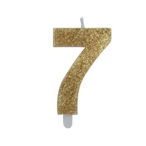 ART. P240 CANDELINA NUMERI SWEETY ORO GLITTER N. 7 PER PARTY, FESTA, COMPLEANNO