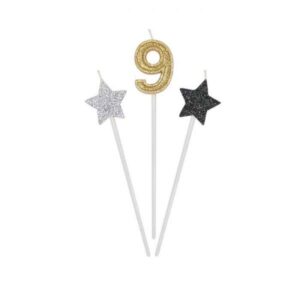 ART. P252 CANDELINE NUMERI PICKS PRESTIGE N. 9 PER PARTY, FESTA, COMPLEANNO