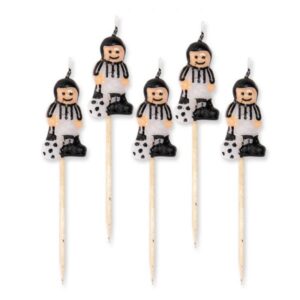 ART. P265  SET 5 CANDELINE PICKS JUVENTUS 8 CM PER PARTY, FESTA, COMPLEANNO