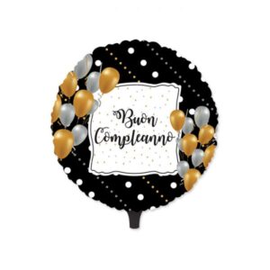ART.  P277 PALLONCINO MYLAR FOIL BUON COMPLEANNO PRESTIGE 45 CM PER PARTY, FESTA, COMPLEANNO