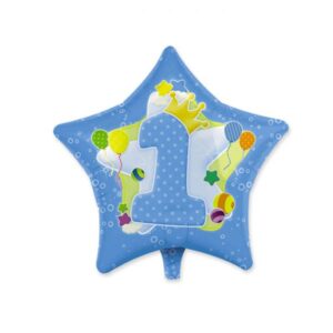 ART. P280 PALLONCINO MYLAR FOIL PRIMO COMPLEANNO CELESTE 45 CM PER PARTY, FESTA, COMPLEANNO