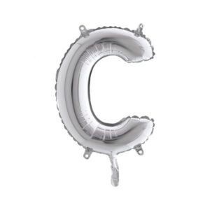 ART. P314 PALLONCINO MYLAR LETTERA C ARGENTO 36 CM 14" PER PARTY, FESTA, COMPLEANNO