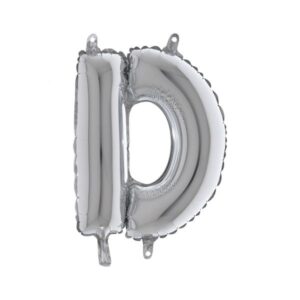 ART. P315 PALLONCINO MYLAR LETTERA D ARGENTO 36 CM 14" PER PARTY, FESTA, COMPLEANNO