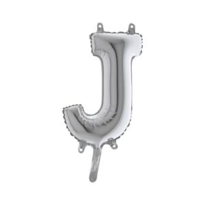 ART. P321 PALLONCINO MYLAR LETTERA J ARGENTO 36 CM 14" PER PARTY, FESTA, COMPLEANNO