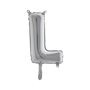ART. P323 PALLONCINO MYLAR LETTERA L ARGENTO 36 CM 14" PER PARTY, FESTA, COMPLEANNO