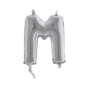 ART. P324 PALLONCINO MYLAR LETTERA M ARGENTO 36 CM 14" PER PARTY, FESTA, COMPLEANNO