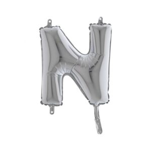 ART. P325 PALLONCINO MYLAR LETTERA N ARGENTO 36 CM 14" PER PARTY, FESTA, COMPLEANNO