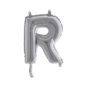 ART. P329 PALLONCINO MYLAR LETTERA R ARGENTO 36 CM 14" PER PARTY, FESTA, COMPLEANNO