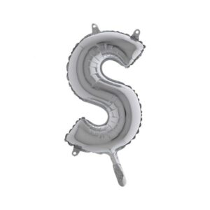 ART. P330 PALLONCINO MYLAR LETTERA S ARGENTO 36 CM 14" PER PARTY, FESTA,  COMPLEANNO