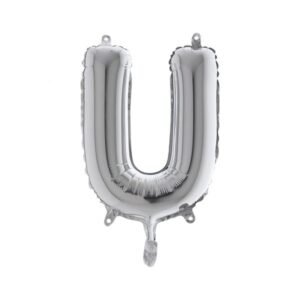 ART. P332 PALLONCINO MYLAR LETTERA U ARGENTO 36 CM 14" PER PARTY, FESTA, COMPLEANNO