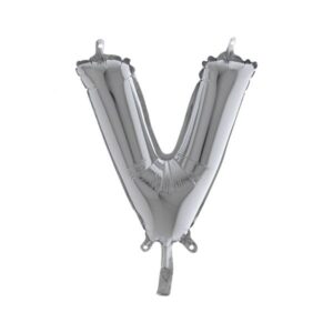 ART. P333 PALLONCINO MYLAR LETTERA V ARGENTO 36 CM 14" PER PARTY, FESTA, COMPLEANNO